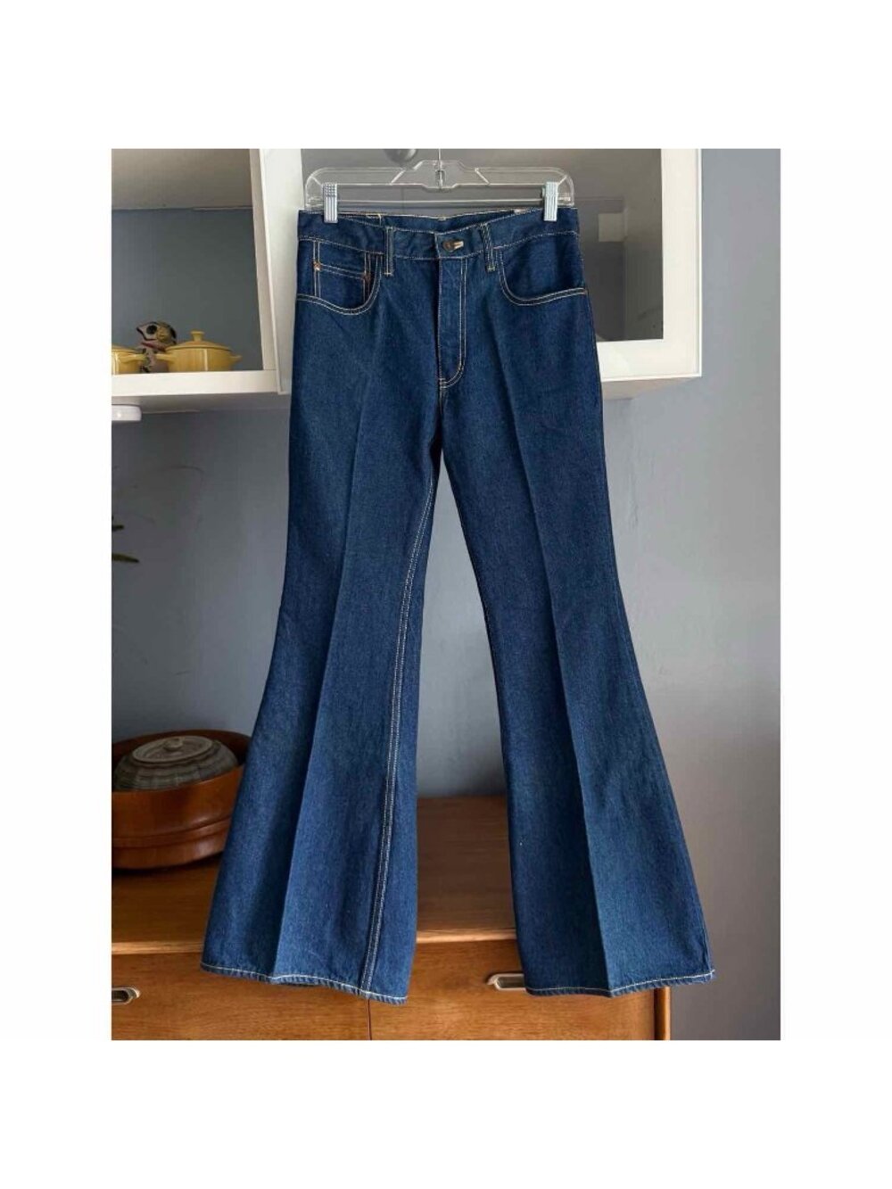 Vintage 70’s Texwood Bell Bottom Flare Jeans High Rise Retro Dark Wash Sz 30